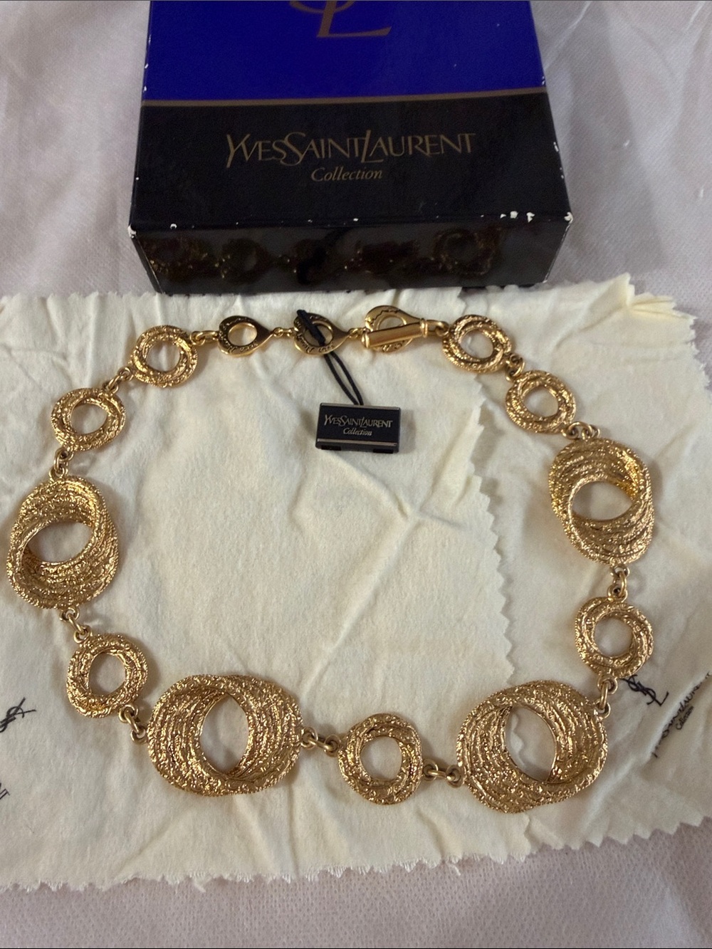 Yves Saint Laurent Textured Gold Open-Link Necklace